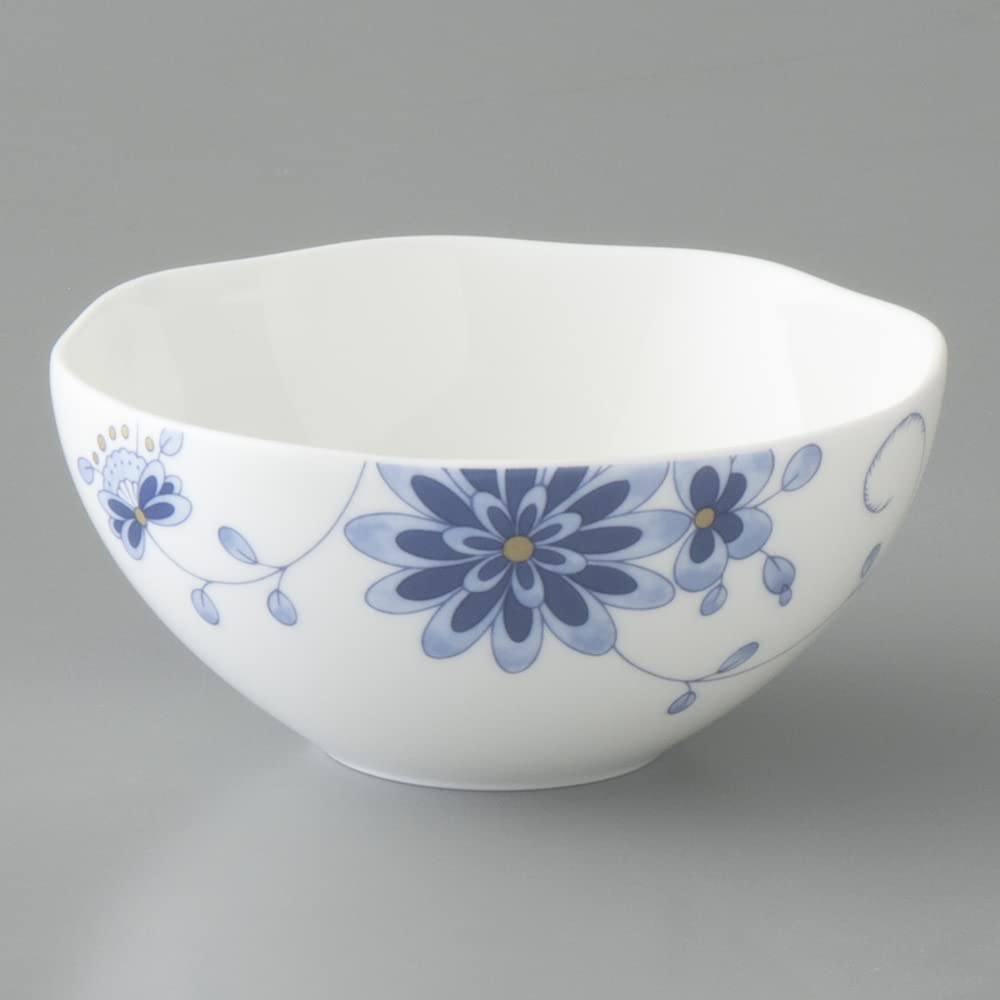 NARUMI Milano Duo Bowl and Plate Plum Blossom Chintz Wedding Microwave and Dishwasher Gift Set, 11cm, Blue, Design, Texture, Gift, Safe, Boxed,