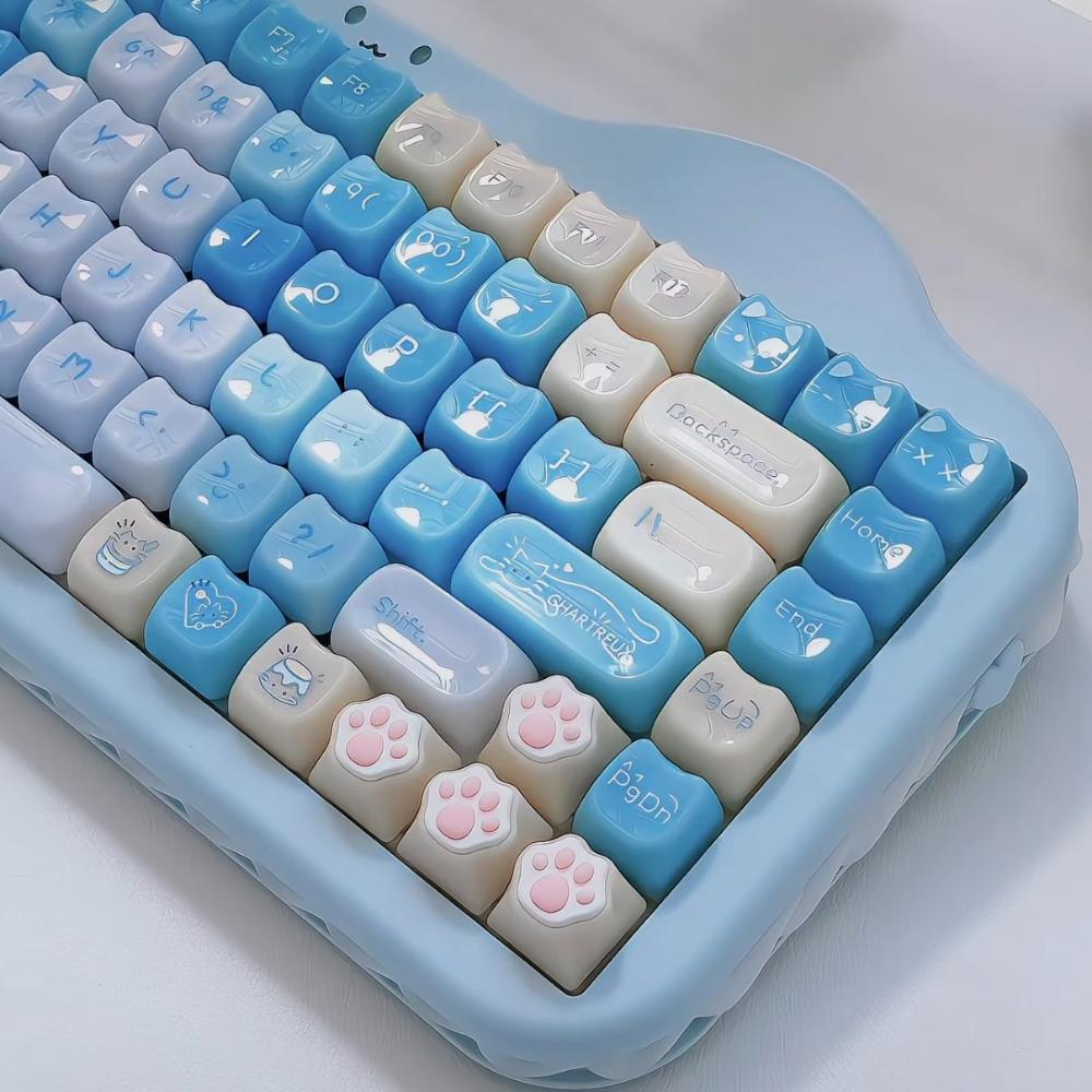 Cute Kitten Theme Keycap Set 148Keys PC Custom Multiple Colors Keyboard Cap MOA Profile KeyCap for Mechanical Keyboard Accessory