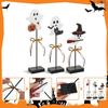 Set of 3 Ghostly Halloween Tabletop Decors Specter Figurines Ornament Wood Crafted Halloween Tabletop Accent