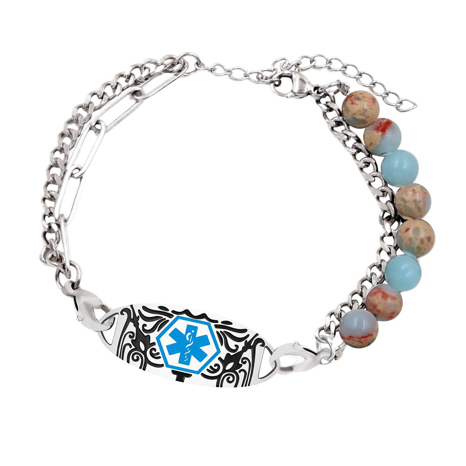 

Personalised Medicals Alert ID Bracelet Stainless Steel Double Layer Adjustable Size Wristband For Comfortable Wear