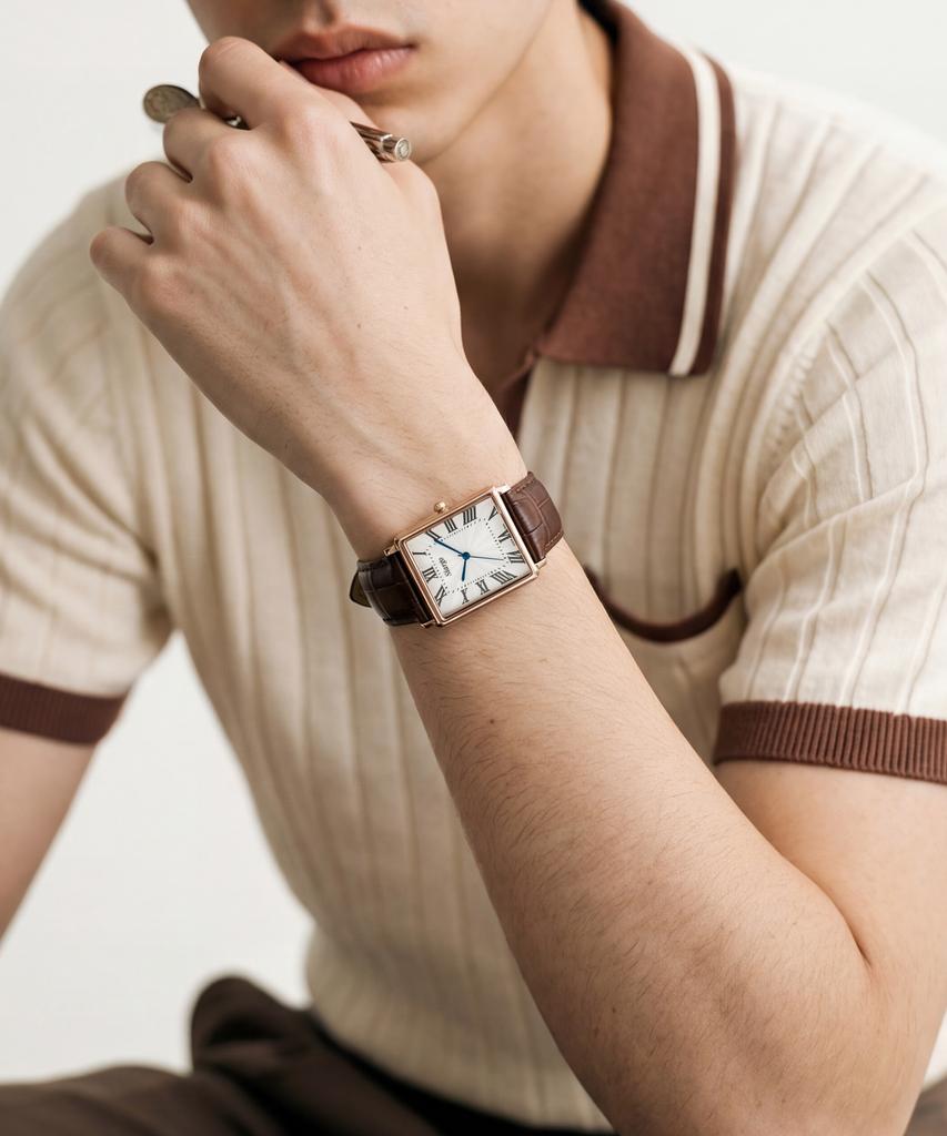 Sialeugo Sg-010L-Rbr Fennel Collection Men'S Leather Wristwatch (Free Gift Included)