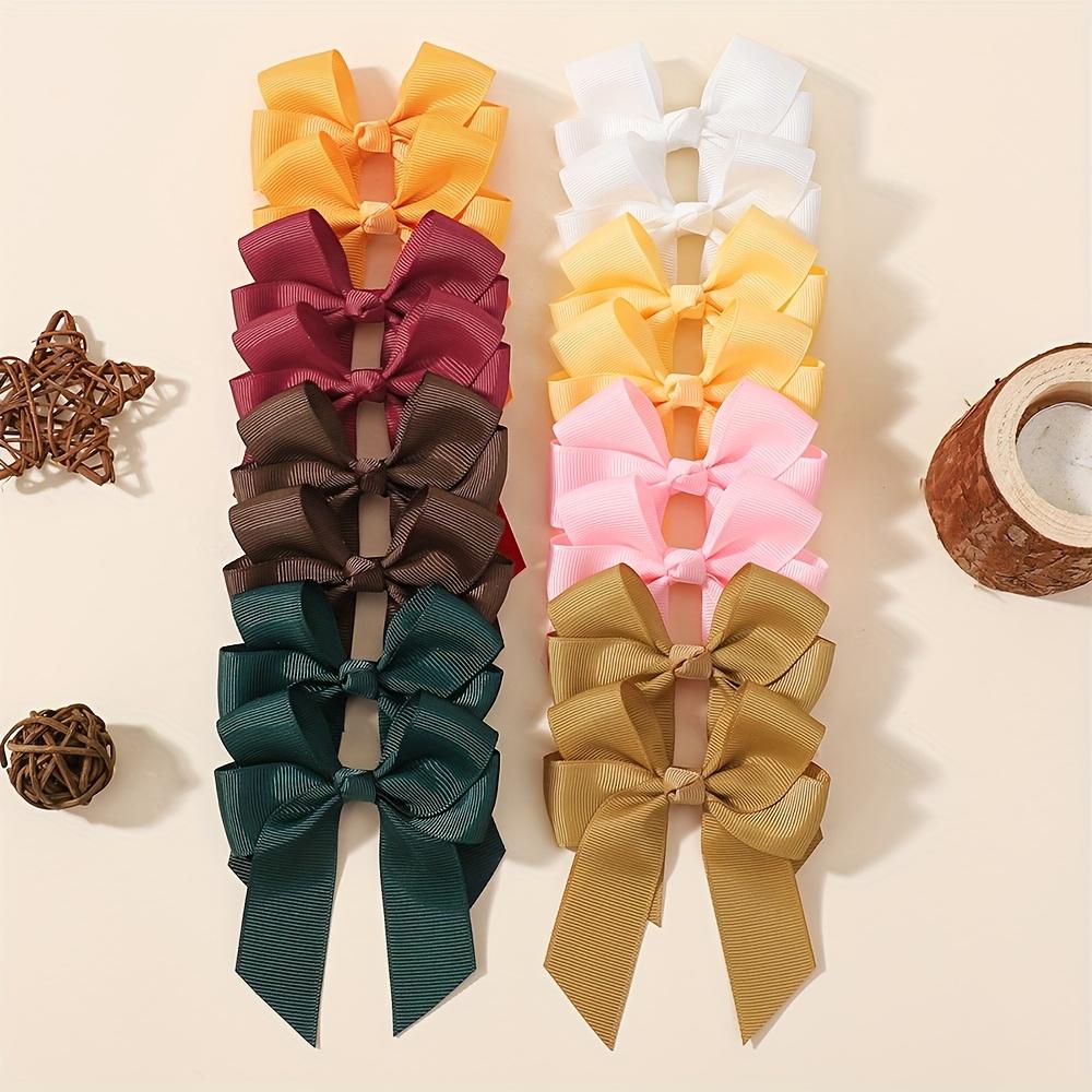 

16/40 шт. 3,35 Милые банты для волос из репсовой ленты с длинными концами для маленьких девочек, однотонные банты-заколки, головные уборы, аксессуары для волос
