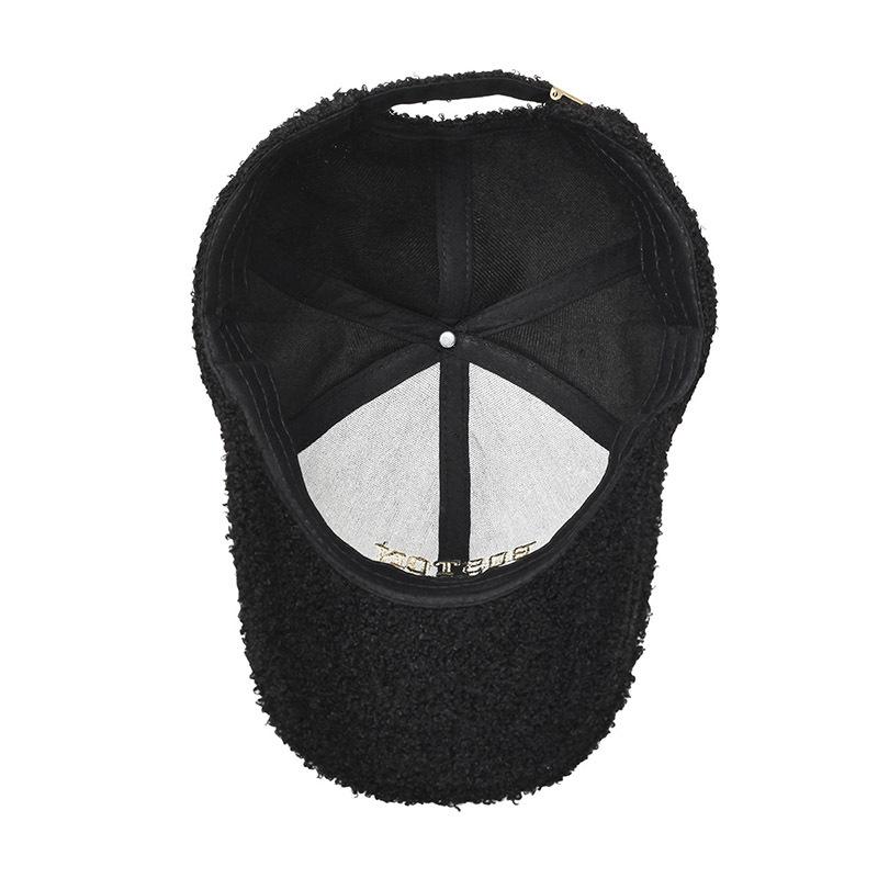 New Thermal Baseball Cap Teddy Fleece Letter Embroidered Cap Trendy Casual Face Small Hat Women