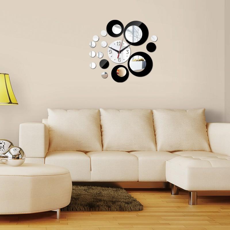 Explosive Circle Two-color Combination Acrylic Mirror Wall Sticker Wall Clock Mute Diy Decoration Wall Clock 3d