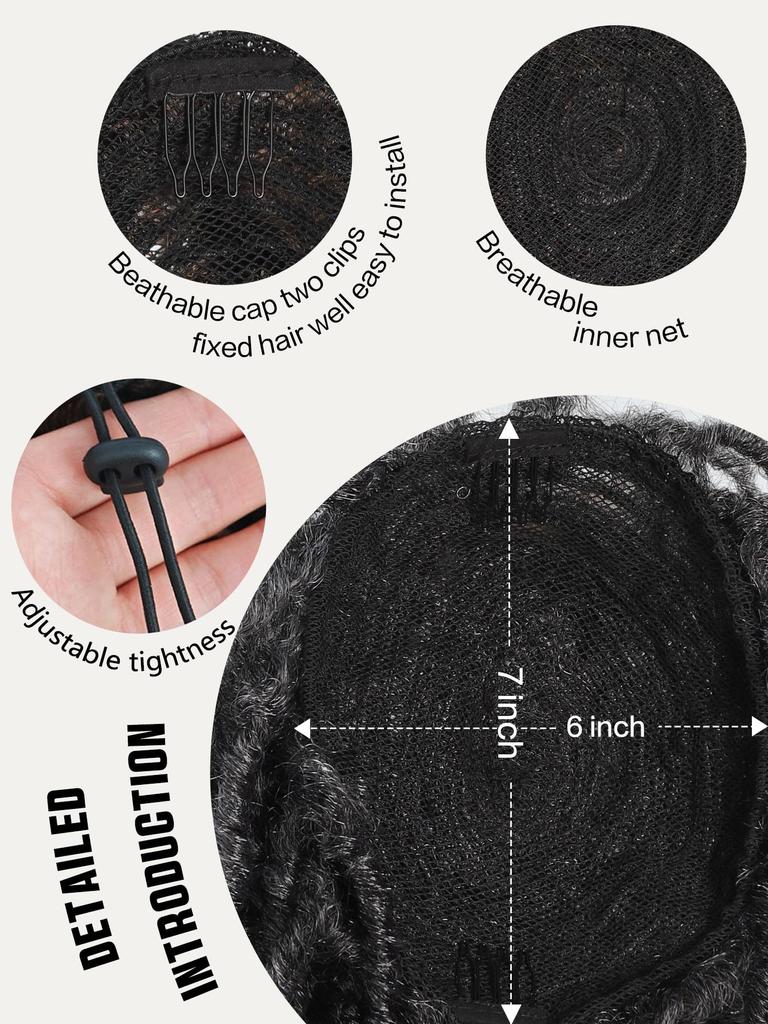 Synthetic Short Wigs 6-inch Afro Puff Kinky Curly Drawstring Ponytail Clip In Hair Extensions Natural Hairpiece Pony Tail For Women Daily Wear