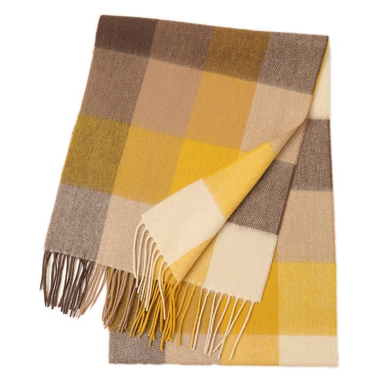 Hong Rong Unisex Wool Plaid Scarf - Warm for Autumn/Winter