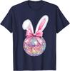 Easter Day Disco Ball Bunny Ears Coquette Bow Unisex T-Shirt