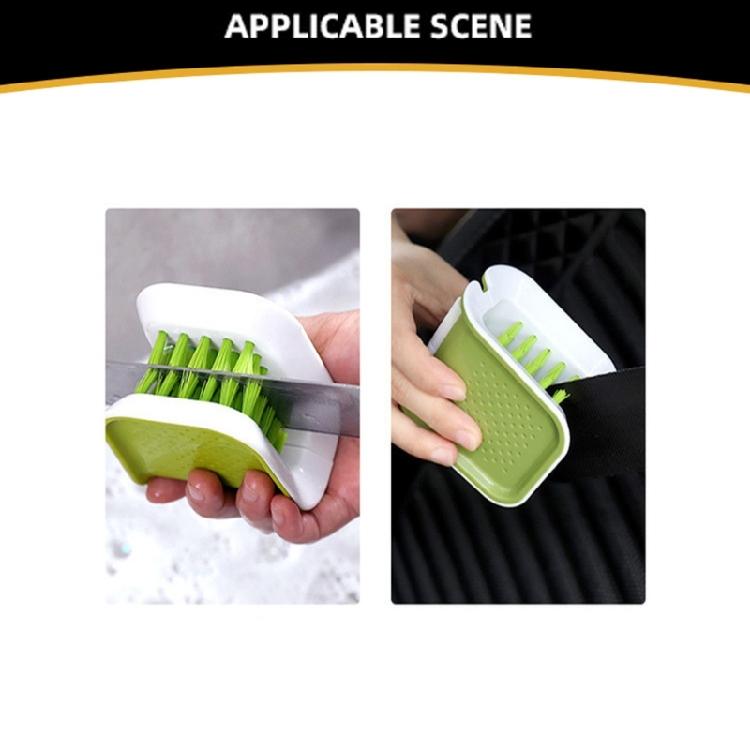 Strong U Shaped Two Sided Stiff Bristle Scrubber Designed for Utensils Blades Automotive Detailing and Compact Storage