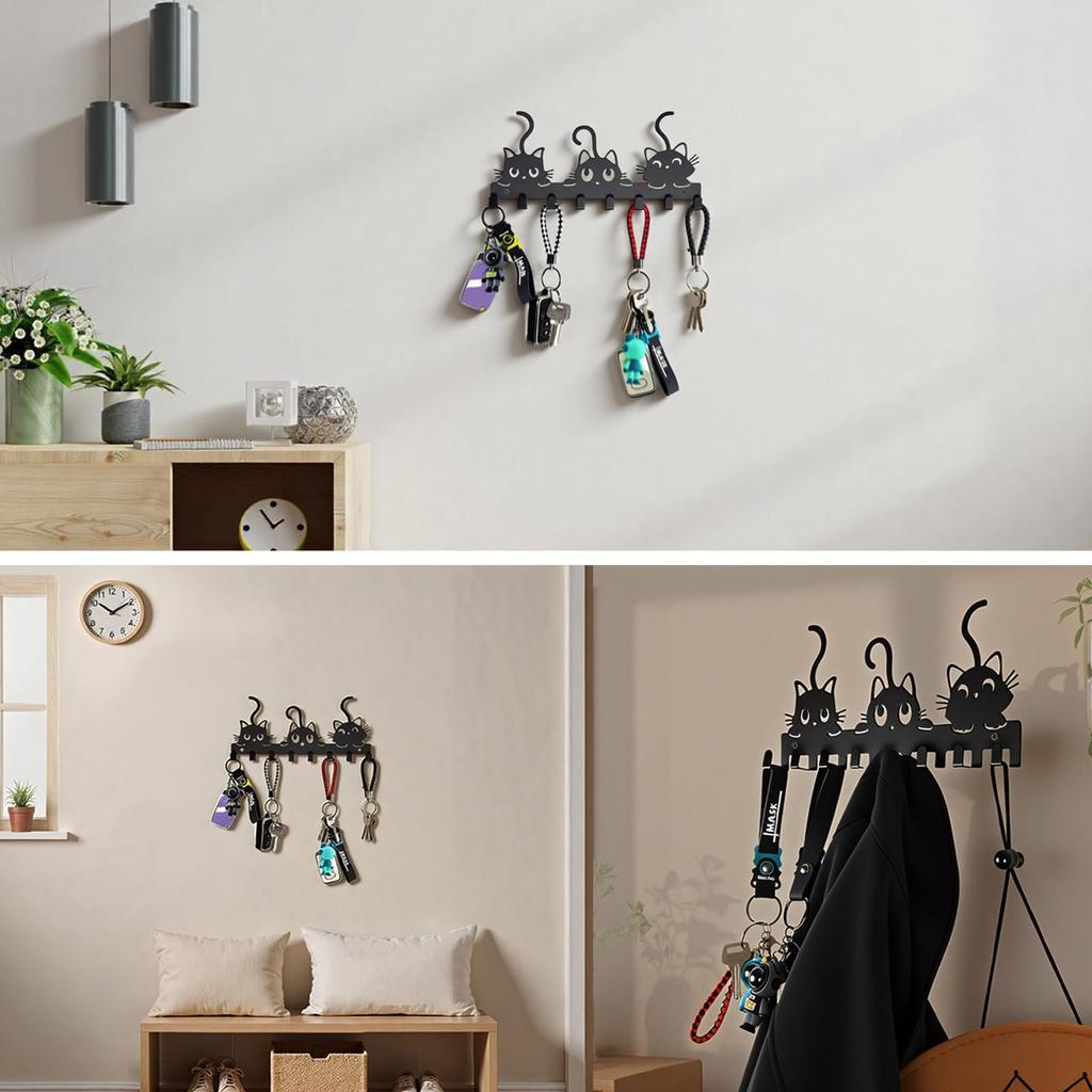 Animal Shaped Key Holder Wall Mount Hook Metal Iron Paw Print Hanger for Entryway Decorative Storage Organizer