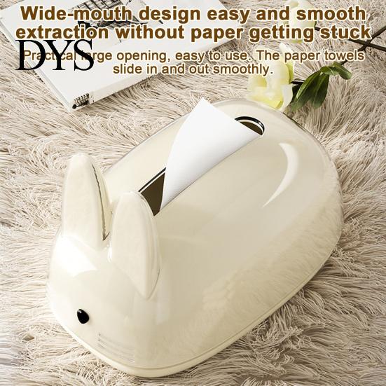 Decorative Facial Tissue Dispenser Cute Rabbit Shape Box, Plastic Dispenser, Bunny Box Holder Cream Style Napkin Case for Living Room And Bedroom