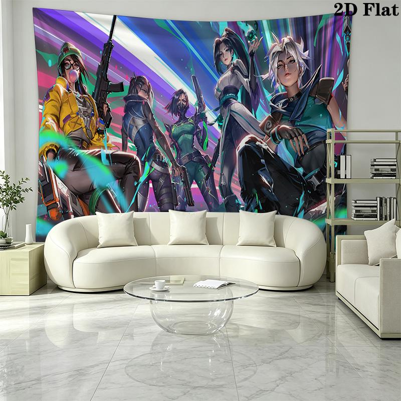 Valorant Game Wall Tapestry Aesthetic Wall Hanging Printed Fabric Blanket Decorative Tapestries for Bedroom Living Room Home Decor