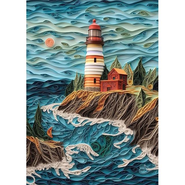 Paper Quilling Visual Effects Landscape Prints Poster Canvas Painting Modern Wall Art Picture For Living Room Bedroom Home Decor