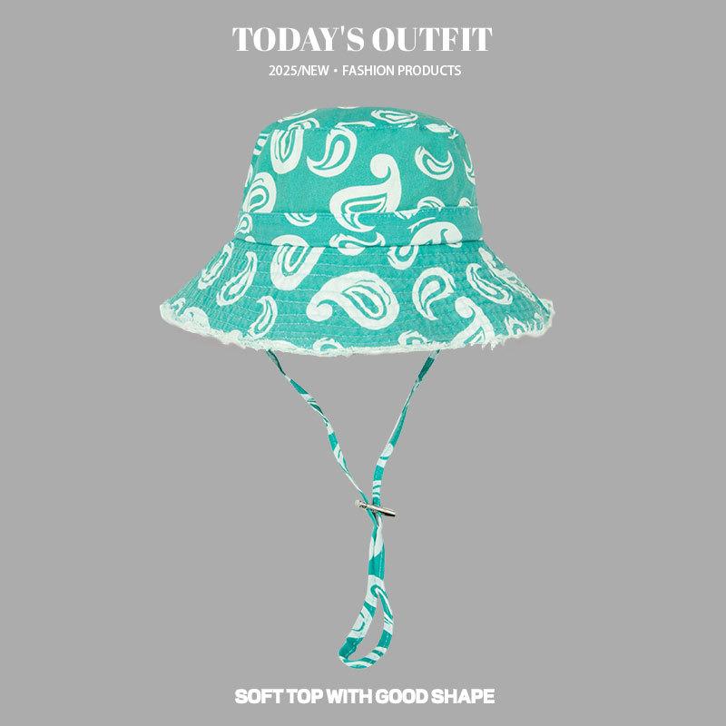 

Корейский Летний Новый Стиль Путешествия Мятный Цвет Масляная Живопись Стирка Хлопок Шнурок Панама Женская Бахрома Отпуск