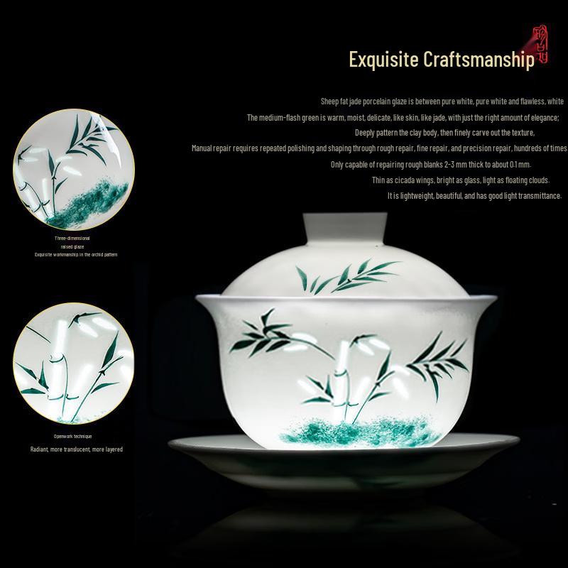 Green Bamboo Exquisite Ceramic Kung Fu Tea Set