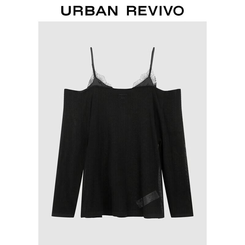 UR2026 Women s Trendy Lace Off-Shoulder Knit Top S