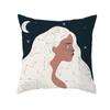 Cushion Pillow Abstract Oil Painting Girl Mountain Peak Sun Moon Cactus Pillowcase Geometric Sofa Pillowcase Cute Throw Pillow