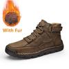 New Leather Basic Boots Outdoor Antiskid Man Casual Shoes Handmade Comfy Rubber Men Treking Footwear All-match Hiking Mens Boots