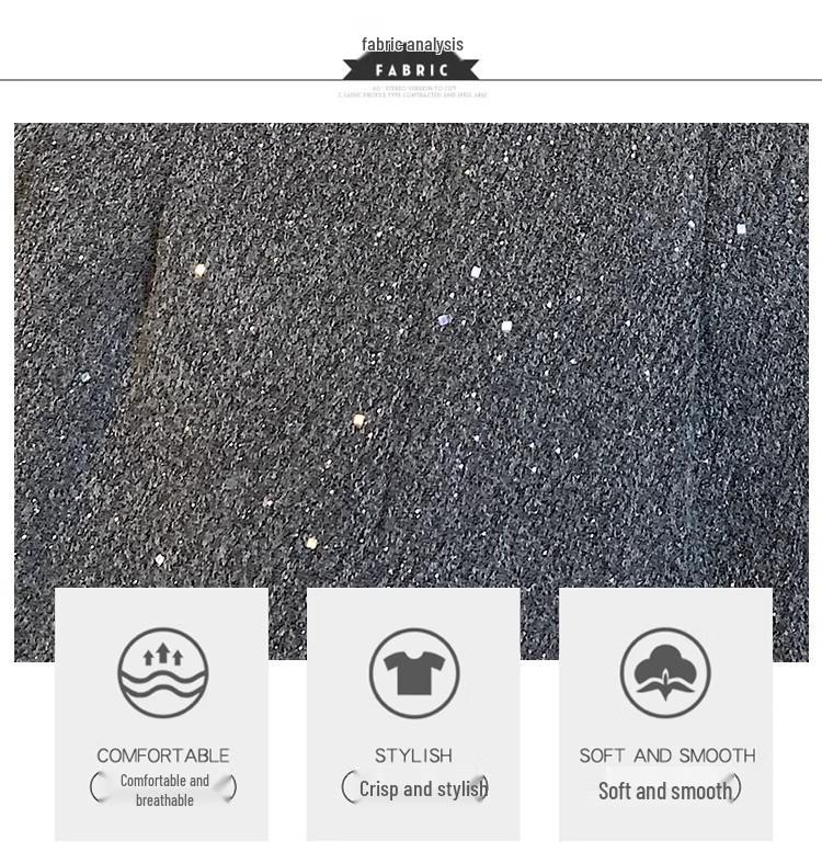 2024 A/W Woolen Sequin High Waist A-line Shorts: Women's Glitter Booty Shorts, Hot Girl Style, Wide Leg