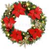 Christmas Decorations Set: LED String Lights Red Poinsettia Flowers Wreath Door Hanging Home Festive Interior