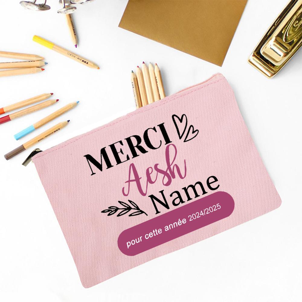 Personalized Makeup Bag Pencil Case Custom Teacher Name Stationery Bags Travel Toiletry Organizer Pouch Thanks Gift for Teacher