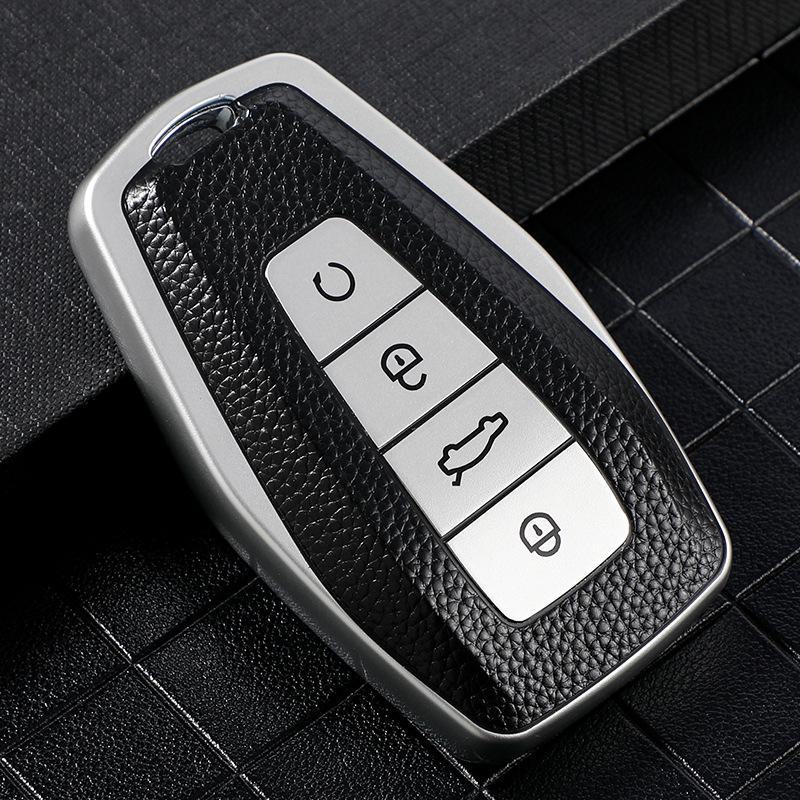Nyckelskydd med läderstruktur för Geely-modeller: Nya Vision X3, X6, Borui, Boyue, Dihao GL, Binyue, Xingyue