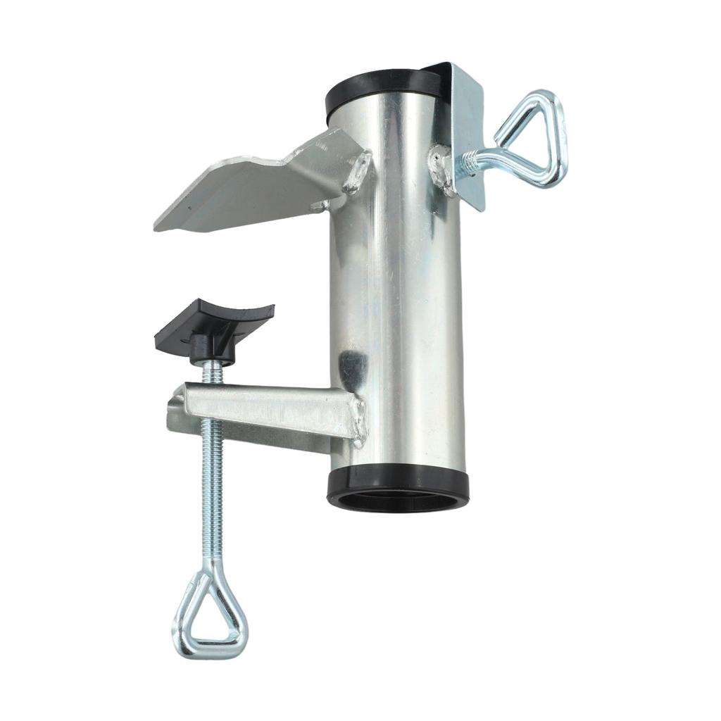 Adjustable Balcony Parasol Holder Metal Clamp Stand Fits Umbrella Poles Diameter 38 Millimeters Sturdy Construction