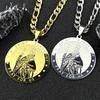 Christian SAINT AUGUSTINE Pray for Us Pendant Necklace for Women Men Stainless Steel Gold Color Round Medal Punk Chain Jewelry