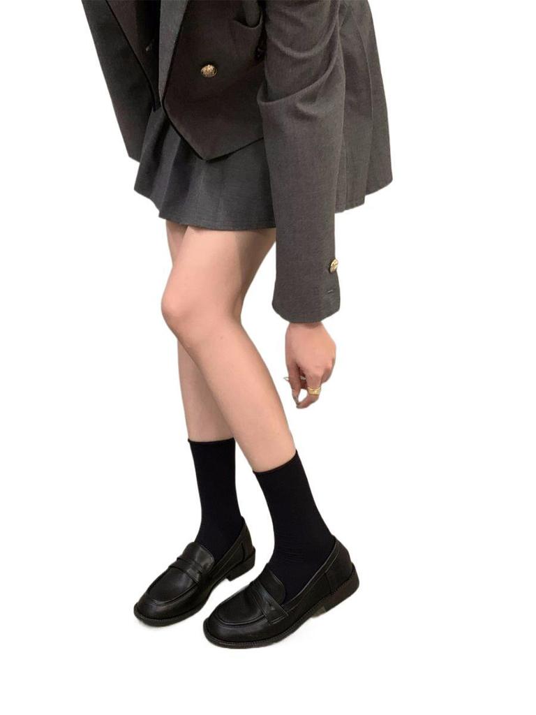 French flat-soled retro brown loafer single shoes women's shoes 2025 new spring and autumn black British style small leather shoes