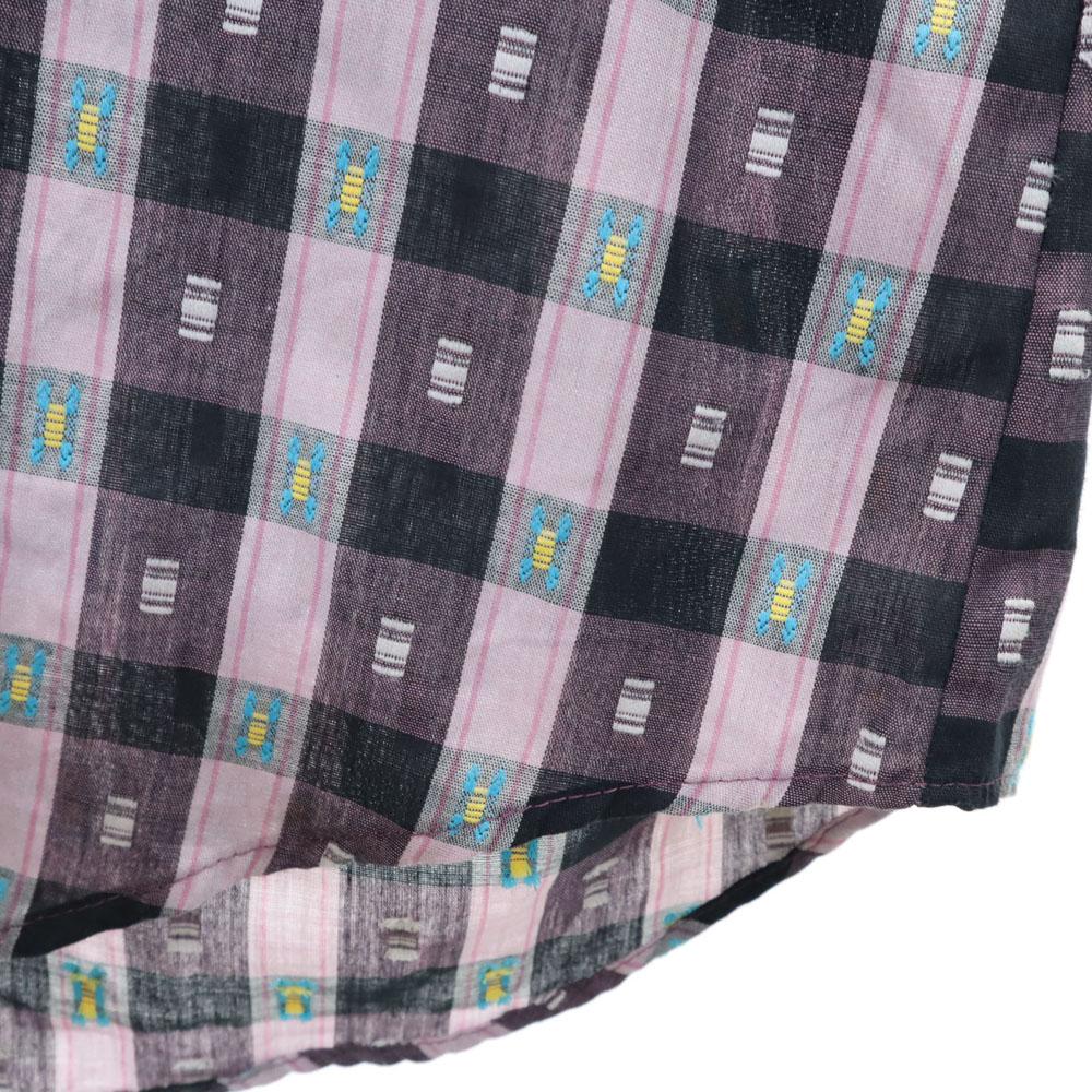 PERMANENT PRESS 70s 80s Made in USA Vintage Check Pattern Long sleeve Western shirt Men's Used