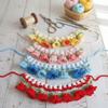 Pet Fashion Orchid Bell Flower Knitted Pet Collar Patchwork Sweet Crochet Pet Collar Lace-up Pet Drool Scarf Photo Accessories
