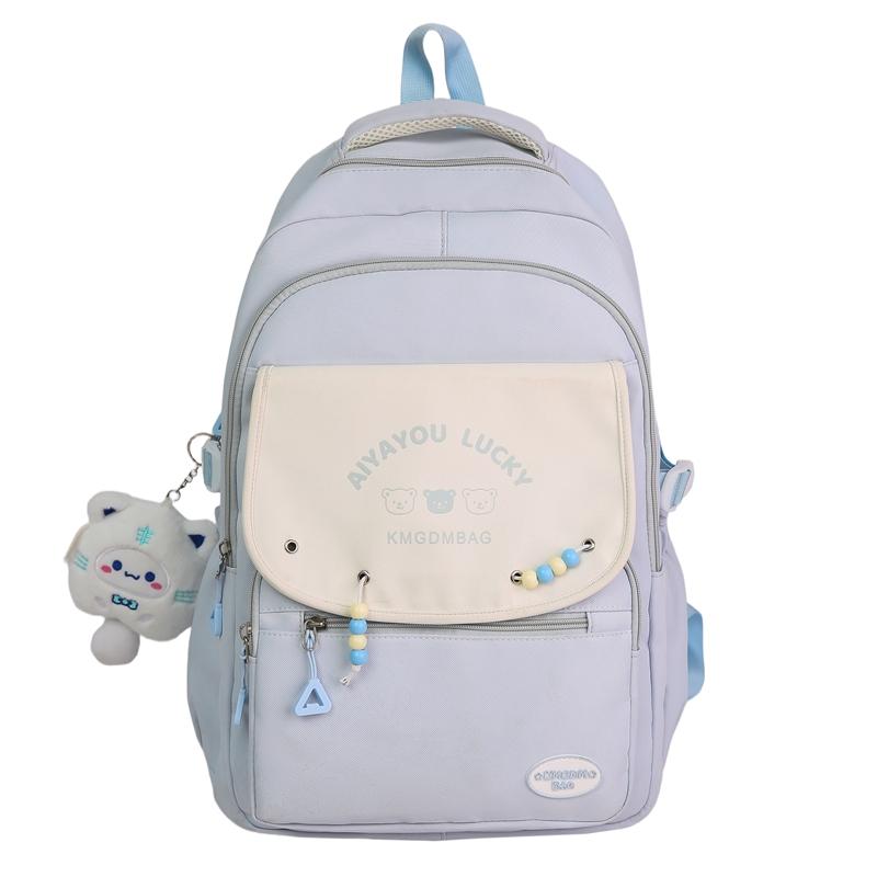 

Рюкзак контрастного цвета с прострочкой, студенческий школьный рюкзак для девочки, легкий синий