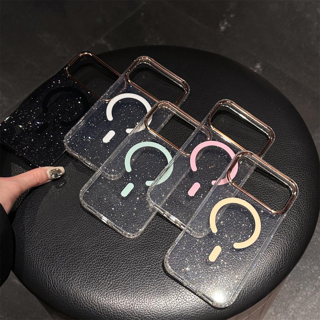 Pentru IPhone 17 Promax Husă cu Pudră Sclipitoare Aurie pentru Apple 16 Culoare Magnetic 15 Inel Obiectiv Placat Anti Cădere