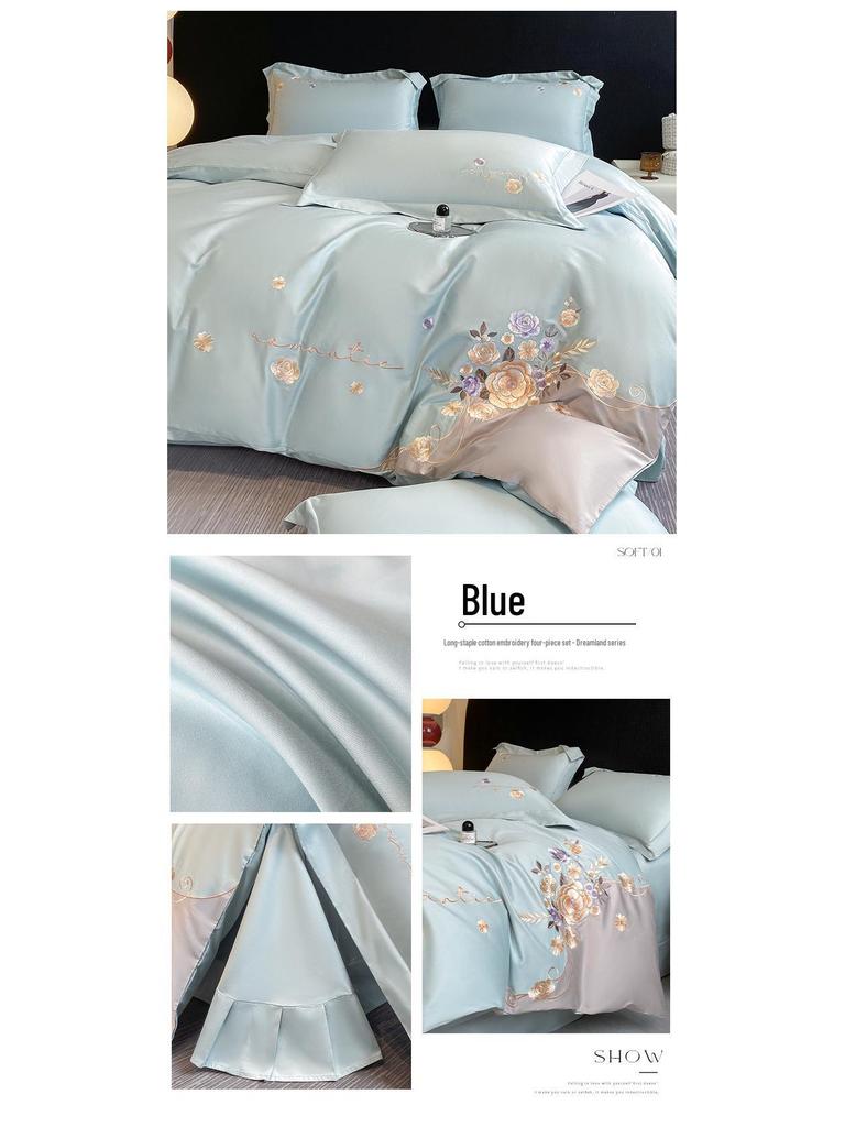 Luxusní vyšívaná ložní souprava z bavlny s dlouhým vláknem - Série Dream (4-dílný)