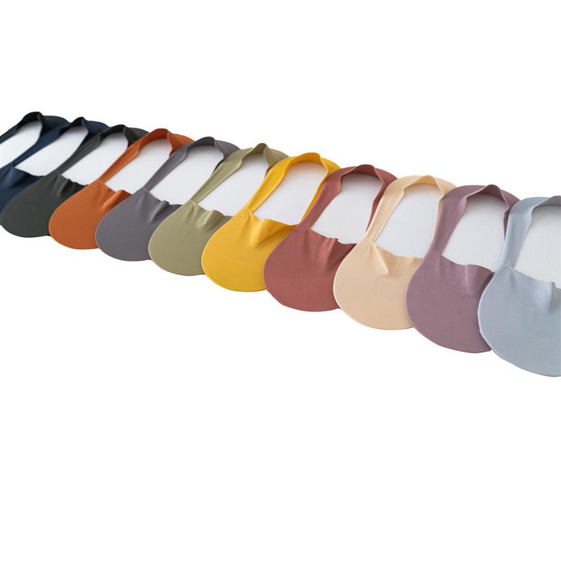 5 Pairs Boat Socks Men's and Women's Summer Ice Silk with Invisible Boat Socks Summer Silicone Non-slip Socks