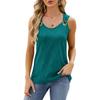 IHUASU Spring and Summer Solid Color Round Neck Sleeveless Vest Metal Ring Loose Top