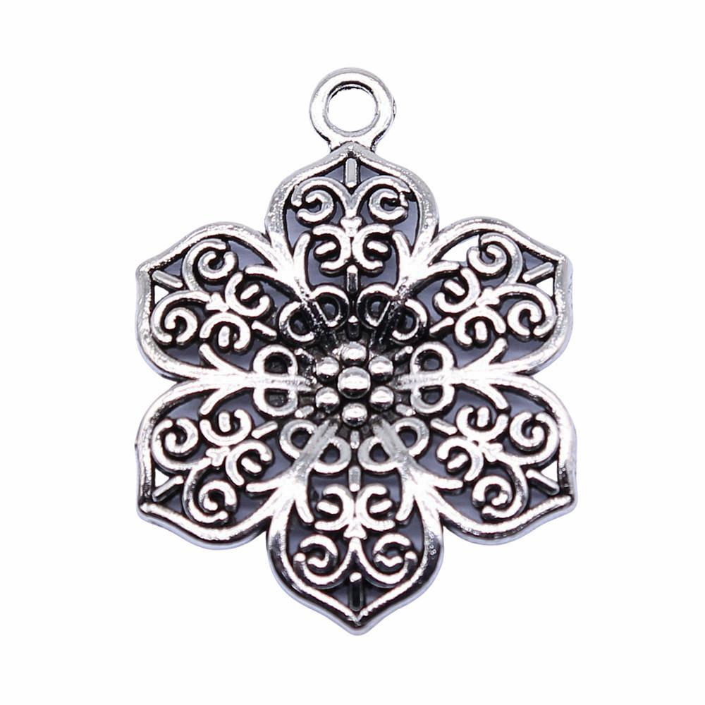Simple Flower Charms Antique Alloy Pendants For Minimalist Floral Jewelry
