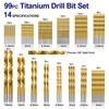 99pcs Titanium Coated Straight Shank Twist Drill Bits Woodworking High Speed Drilling Tools