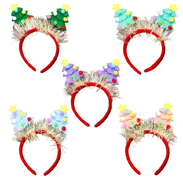 Eye Catching Christmas Tree Headband for Party Cosplay Headwear Costume Soft Fabric Headpieces Styling Accessory