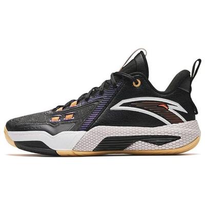 Speed Battle 5 Yuvarlak Burun Bağcıklı Kumaş Şok Emici Dayanıklı Orta Bilekli Basketbol Ayakkabıları Erkek spor ayakkabı Siyah 112341113-9