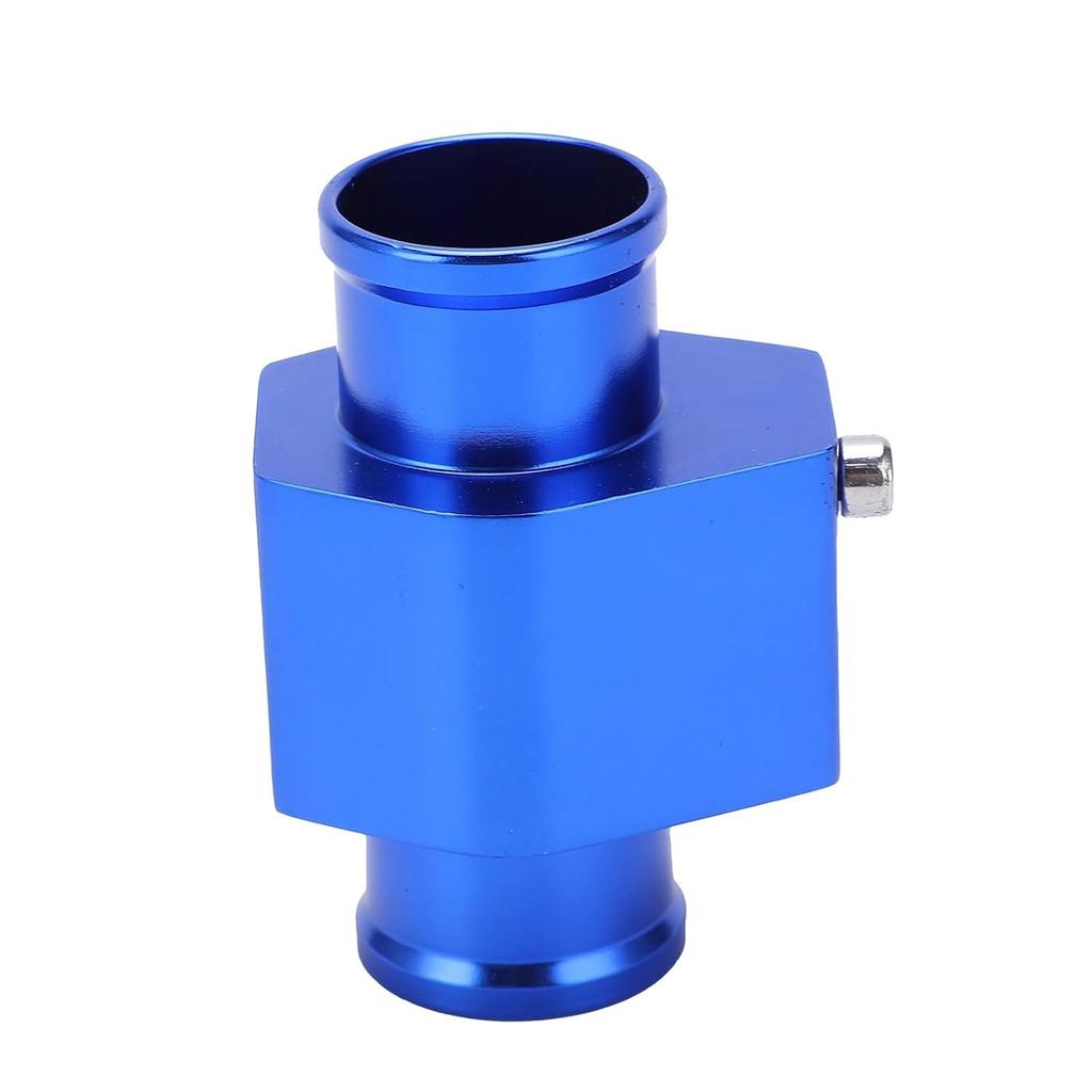 Universal Water Temp Joint Pipe, Aluminum Water Temp Temperature Joint Pipe Sensor Gauge Radiator Hose Adapter with Clamps, Blue 26mm