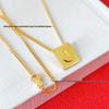 Arc de Triomphe Letter Choker: Brass Gold-Plated Small Square Tag Necklace with Initial Pendant