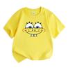 Kids Boys Girls 100% Cotton Crew Neck Short Sleeve T-Shirt, Cute Cartoon Smiling Big Eyes Funny Casual Soft Breathable Tee for Daily Play Lightweight