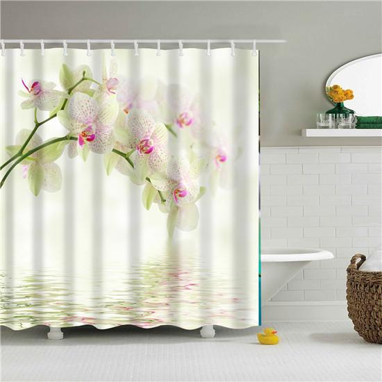 Beautiful Colorful Flower Floral Printed Shower Curtains Frabic Waterproof Polyester Bath Curtain With Hooks 180x180cm