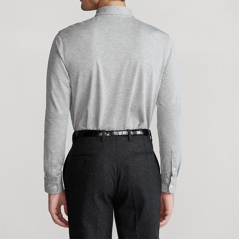 Polo Ralph Lauren SS23 Long Sleeve Small Pony Embroidered Polo Shirt Men tops Gray 710766605015