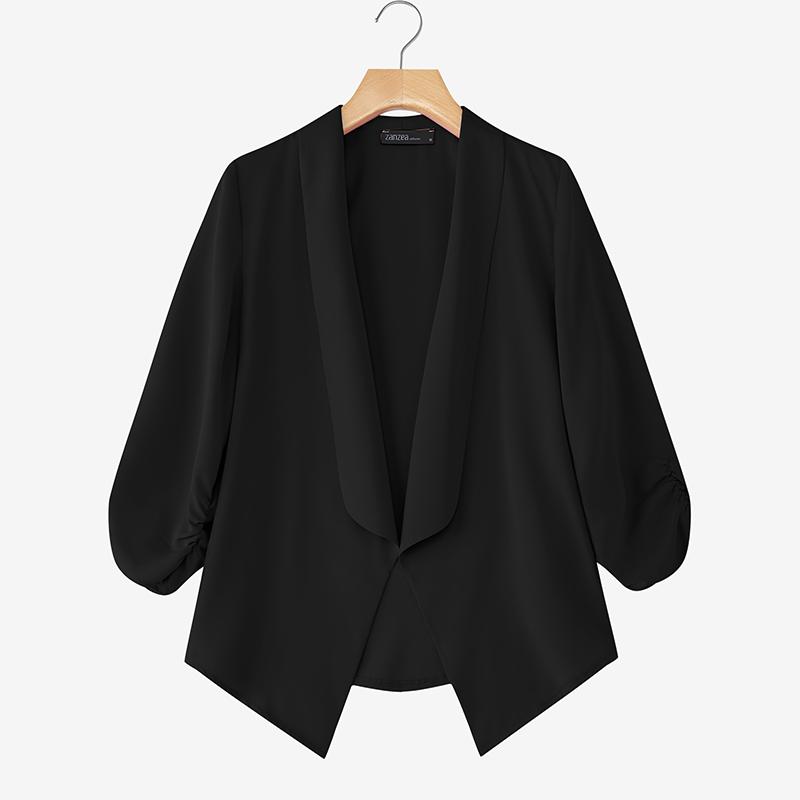

ZANZEA Женские повседневные кардиганы с отложным воротником, свободные, с длинными рукавами S чёрный