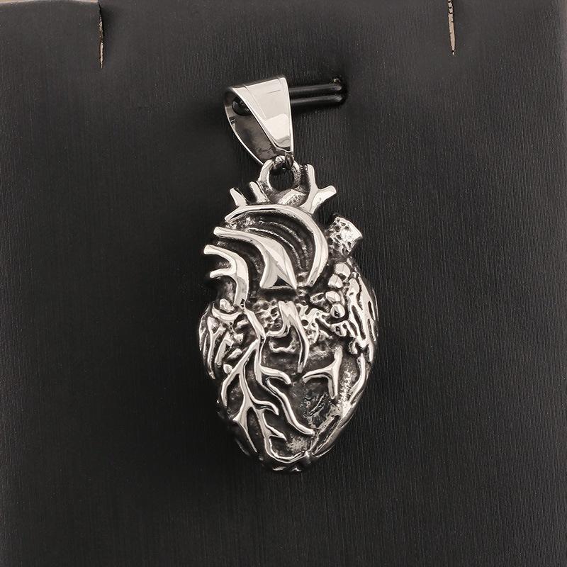 Hongtu Creative Human Organ Pendant Necklace Trendy Men s Heart Pendant 60CM