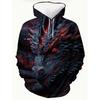 Men's 3D Dragon Phoenix Yin Yang Celestial Printed Hoodie - Long Sleeve Casual Hoodie with Drawstring Pocket