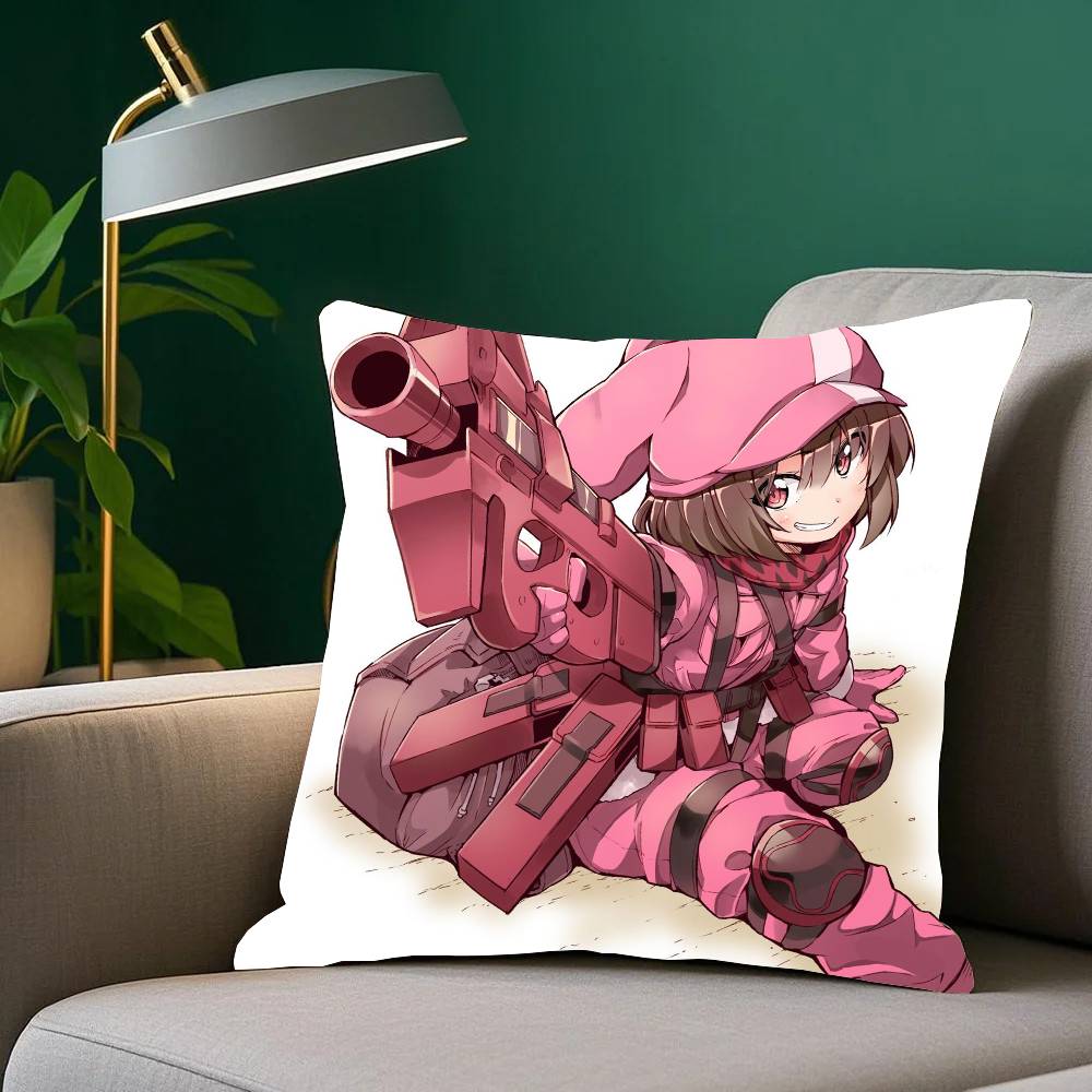 Gun G-Gale Online Anime Kuddfodral Heminredning Pläd för Soffa Säng Bil Rumsdekor Presentidé