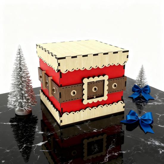Christmas Gift Box Wooden Storage Box with Lid Xmas Design Present Box for Festive