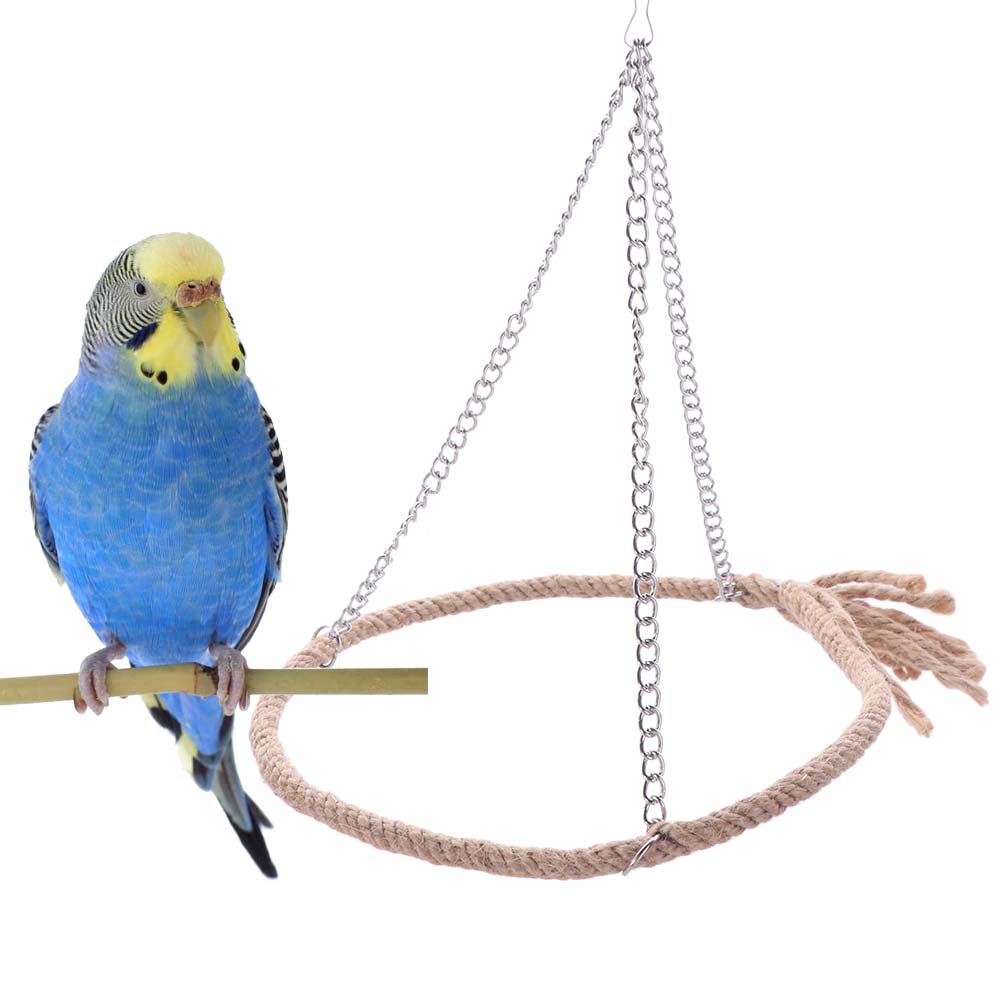Bite Resistant Bird Rope Ring Swing Toys Metal Parrit Swing Stand Bird Hammock Perch  Home